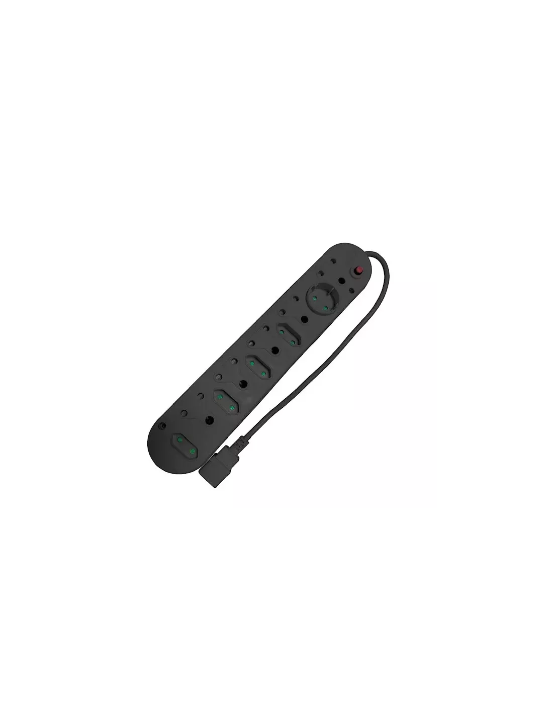 Acconet 10-Way Multiplug 5x 16A SA, 4x 5A 2-Pin, 1x Round 5A, Black | AC-MPLUG-IEC-10-B