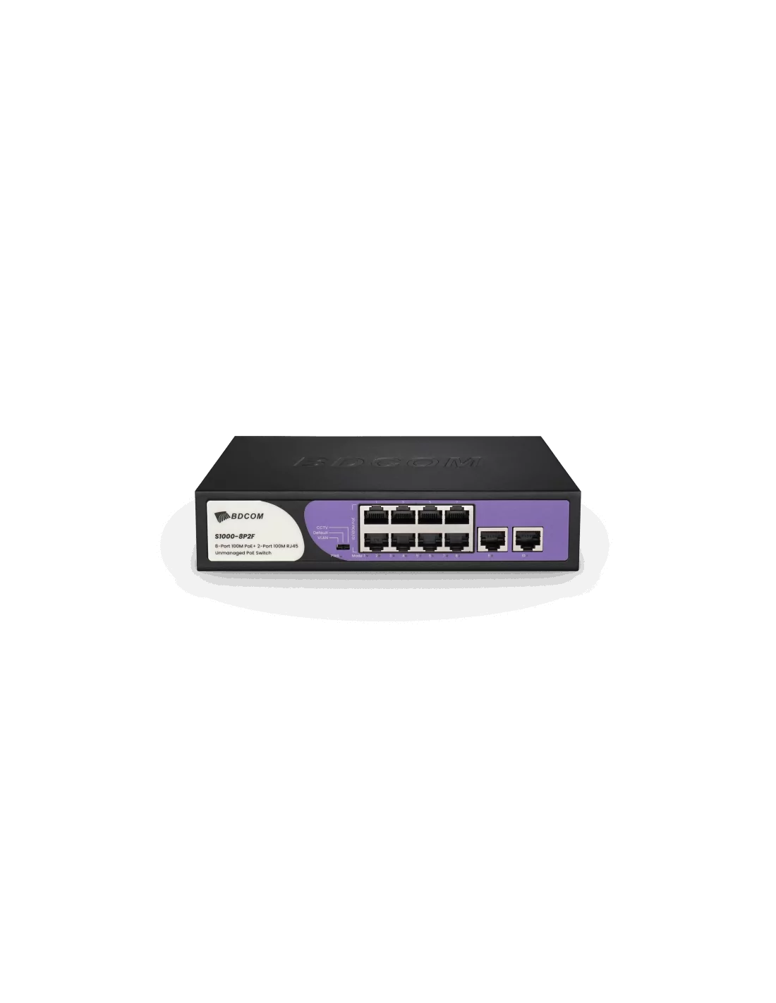 BDCOM 8-Port 100M Unmanaged PoE Switch (8-Port PoE + 2-Port 100M RJ45) 90W PoE Budget