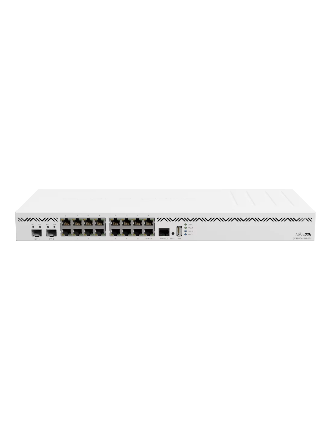MikroTik CCR2004-16G-2S+, 16 x 1GB Ethernet ports and 2 x 10G SFP+ ports, 1x USB port
