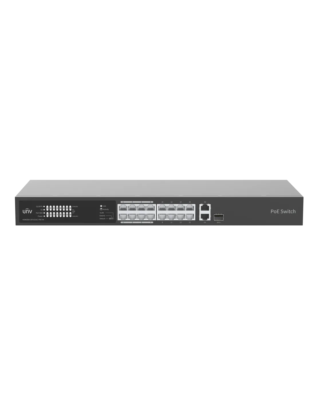 UNV - 16x Fast Ethernet PoE Ethernet Port Switch, 2x Gigabit port, 2x SFP port