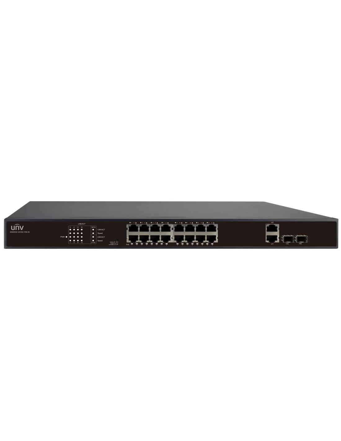 UNV - 16 Port PoE Switch, supports EXTEND Mode up to 250M