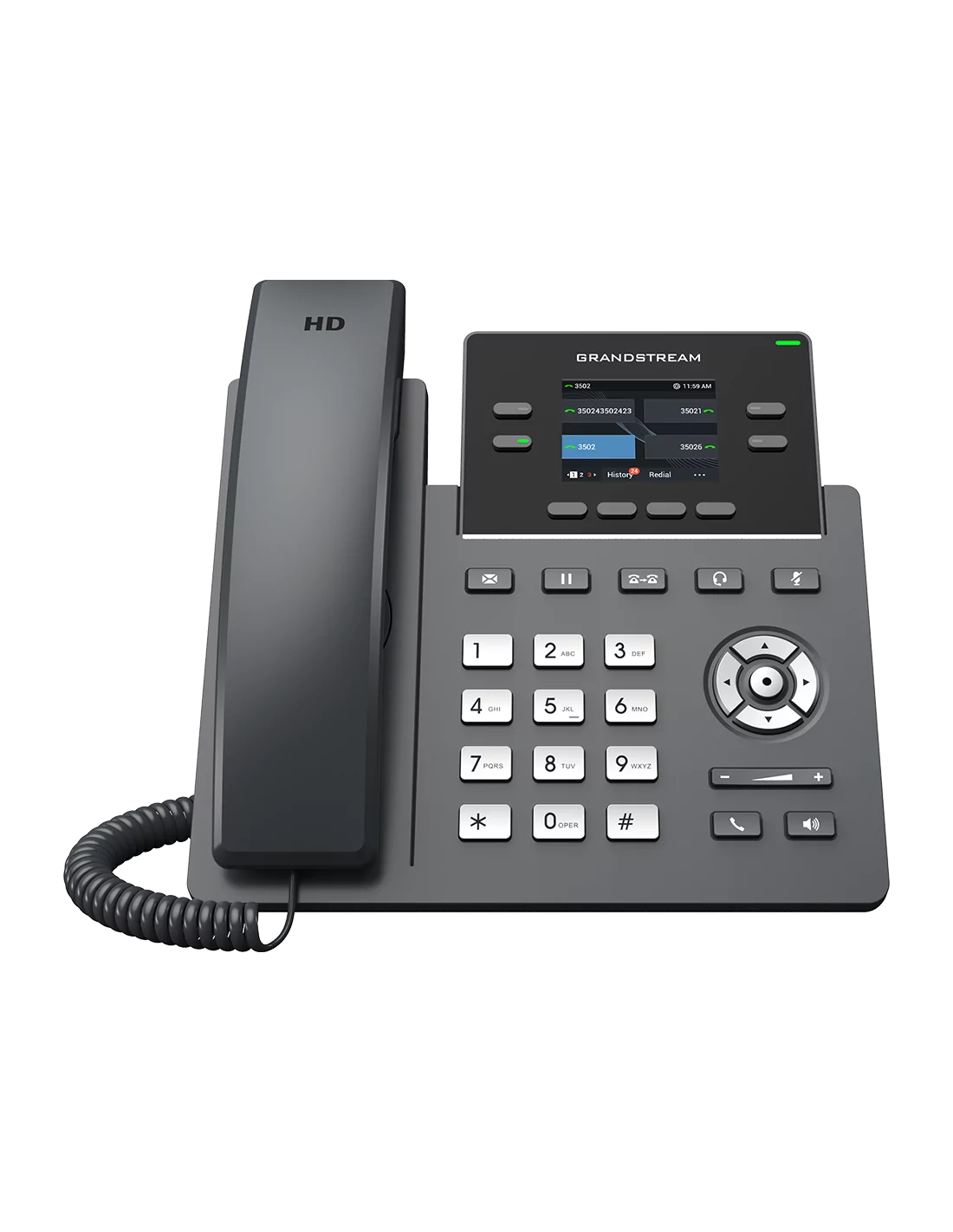 Grandstream 2-Line Carrier Desk Phone 2x Gigabit Ethernet ports, Supports POE