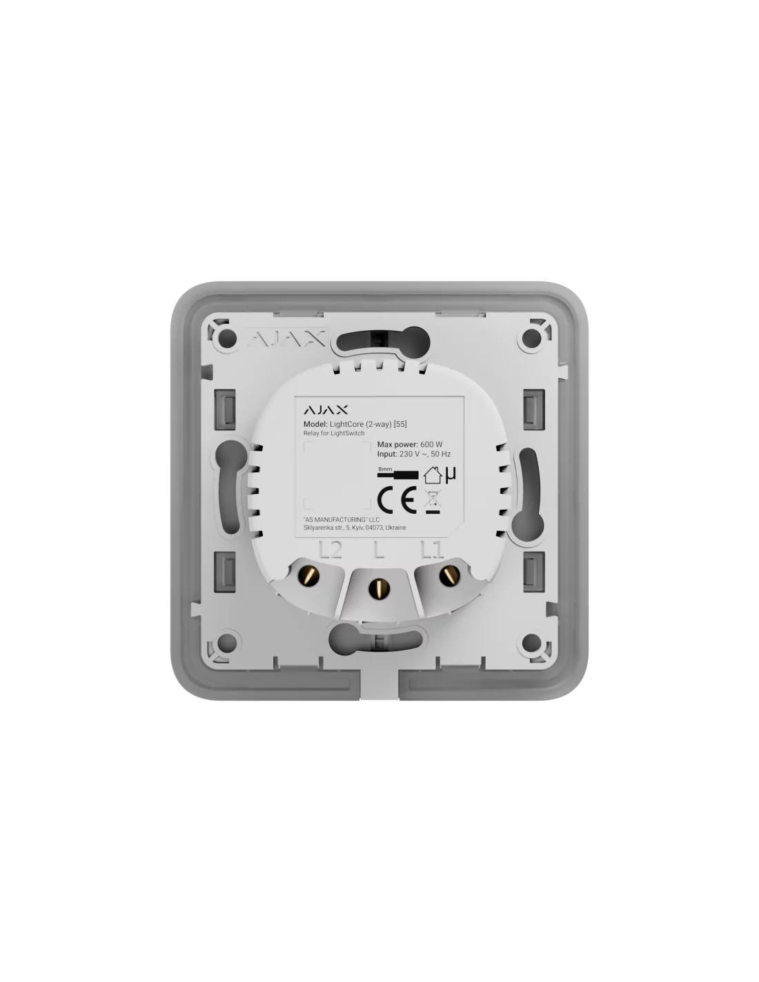 AJAX Security - LightCore 2 Way Wireless Light Switch, SoloButton not included | AJAX-LC-2W-1-GANG